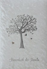 Stammbuch "AHNENBAUM", weiß, Designfolie, Silberprägung|Trauung|Stammbuchformat
