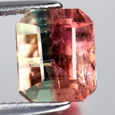 5.00 ct Phenomenal Octagon Cut 9 x 8 mm Natural Mozambique Bi Color Tourmaline