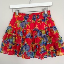Abercrombie  Fitch Vintage Y2K Red Floral Tiered Mini Skirt, Size S