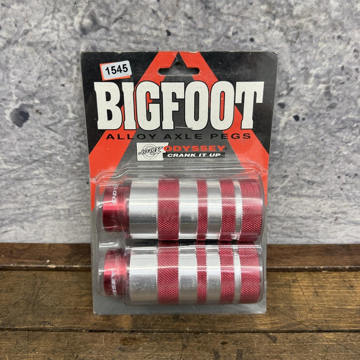 Vintage Odyssey Bigfoot BMX Axle Pegs NOS Red Freestyle Pair 4.5x1
