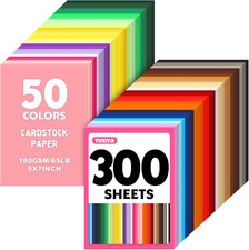 300 Sheets 5" X 7" Colored Cardstock, 50 Assorted Colors Construction Paper Card