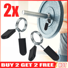 Image of 25mm 1inch Gym Barbell Dumbbell Spring Collars Metal Clips Lock Weight Bar Clamp