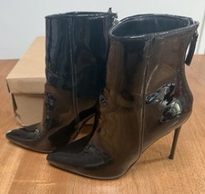 Steve Madden - Valiant Black Patent Leather Pointed Toe Stiletto Booties  Sz. 8
