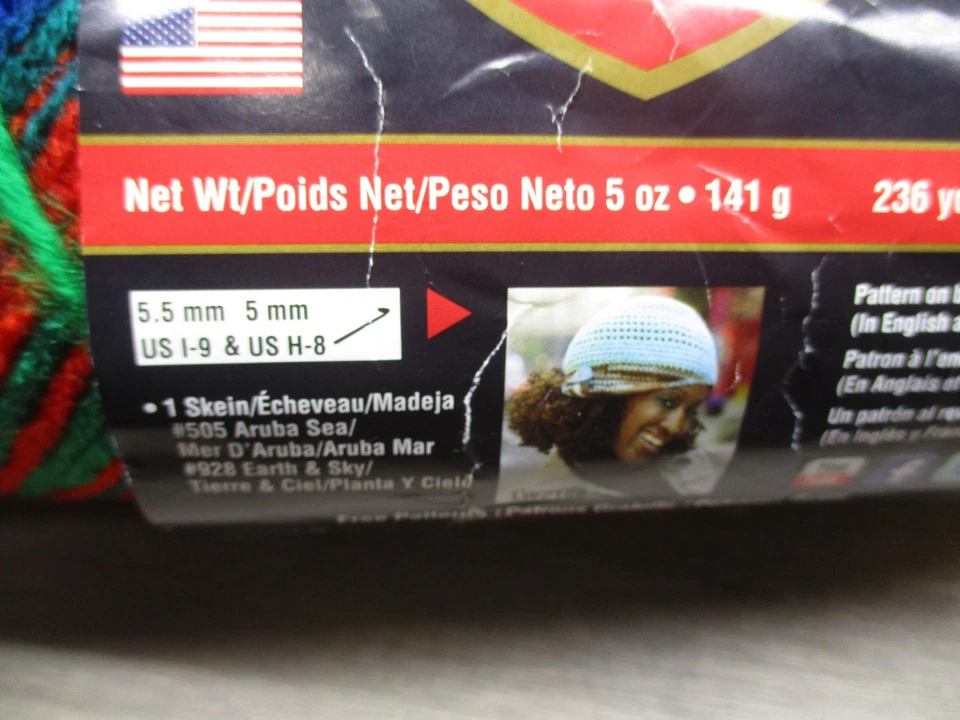 Red Heart Super Saver Mexicana Yarn 2 Skeins 5 oz 236 yds 100% Acrylic Made USA - Image 4 of 4