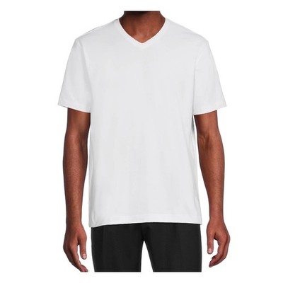 NEW George Men's XL White Heavyweight V-Neck T-Shirt Blanks Thick Cotton 6 Pack