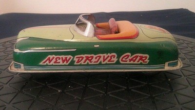 VTG 1950s Modern Toys New Drive Car Friction Powered Tin Litho Japan Convertible