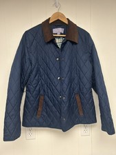 Quilted Barn Jacket Womens Large Navy Lightweight Coat Pockets Country Outdoor