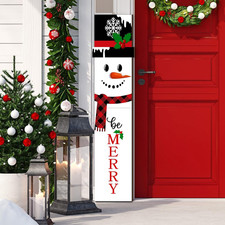 35.4 Inch Christmas Snowman Wooden Porch Sign Be Merry Wooden Christmas Porch De