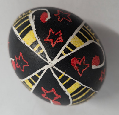 2.5''  Polish Pysanki Hand Painted Wax Resist Real Chicken Easter Egg Ornament