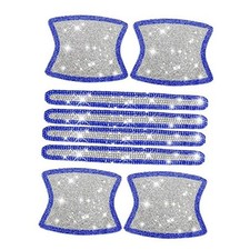 8pcs Bling Car Door Handle Protector Stickers,Crystal Rhinestone White Blue