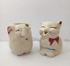 1940's Shawnee Art Pottery Puss N' Boots Cat & Elephant Creamer Pitcher Lot of 2