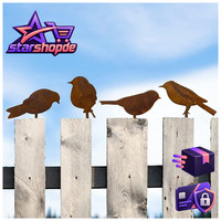 VöGel Deko Rost Edelrost Metall Vogel Stecker Gartendeko Rostoptik 4 StüCk