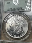 1891 PCGS MS 62 OGH MORGAN SILVER DOLLAR OLD GREEN HOLDER