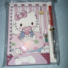 Hello Kitty Lined Notebook With Pen Set With Hearts