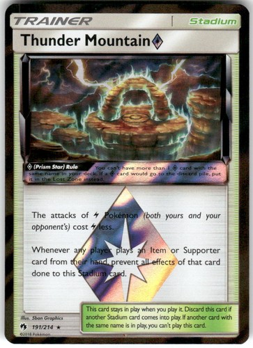 Thunder Mountain ◇ 191/214 Prism Star Rare Lost Thunder Pokemon Holo LP