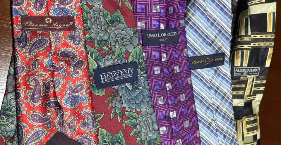 Lote de 5 corbatas de diseñador para hombre multicolores 100 % seda/poliéster marcas de lujo Foto 3 de 3