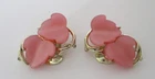 Vintage Pink Moonglow Plastic Leaf Cabochon Earrings