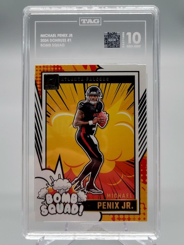 2024 DONRUSS MICHAEL PENIX JR BOMB SQUAD 10 GEM ROOKIE CARD FALCONS NFL TAG psa