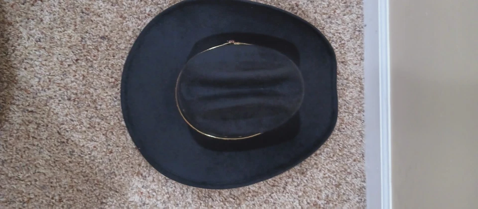 Western Express Black Faux Felt Wide Brim Western Cowboy Hat 7 3/8 - Image 4 of 4