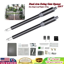 650LB Automatic Heavy Duty Arm Dual Swing Gate Opener DC Motor Remote Control US