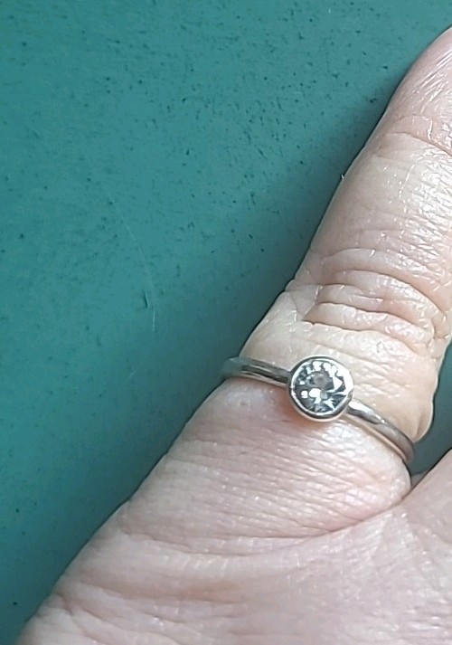 Simulated Diamond Bezel Set Solitaire Ring, Size … - image 4