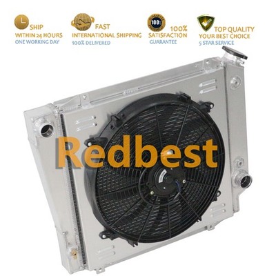 For 1968-77 Ford Ford Early Bronco V8 AT/MT 3Row Aluminum Radiator+Shroud+16''Fan