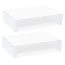 Monitor Stand Riser - 2 Pack, Wood 2 Tier Adjustable Dual 2 Packs White