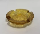 Vintage Anchor Hocking Glass Amber Swirl Ashtray/Trinket Dish 4.25”x1”
