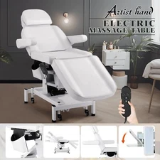 White 110V Electric Facial Bed 3Motor Massage Table Beauty Tattoo w/Remote,Wheel