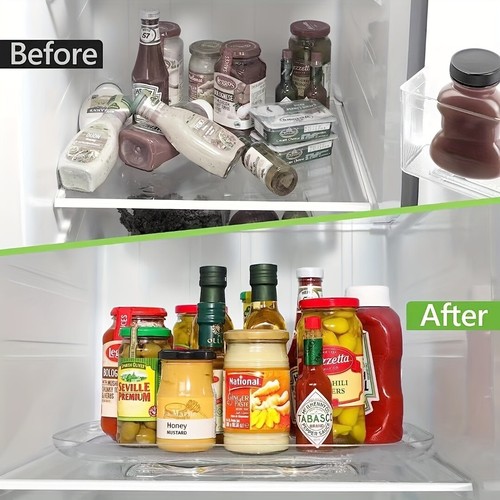 Refrigerator Turntable Organizer Transparent Rectangular Countertop Condiment - Picture 10 of 10