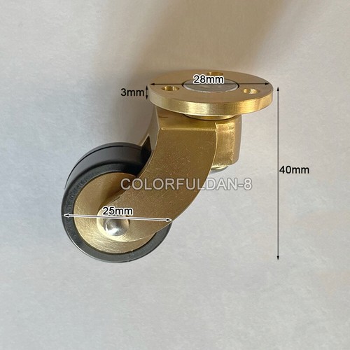4PCS 1Inch Rubber+Brass Castors Plate Furniture Legs Wheels Table Chair Casters - 第 3/5 張圖片