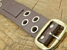 Brown Leather Mens NOS Watch Band w Gold Tone Buckle Unused Strap 16mm Vintage