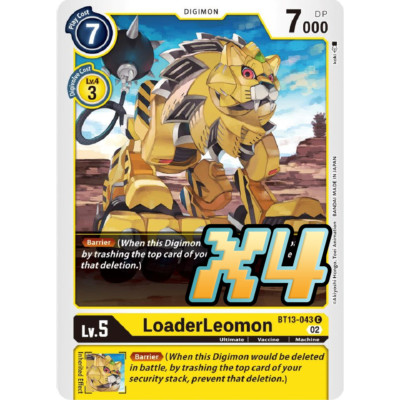 4x LoaderLeomon BT13-043 Versus Royal Knights Common Digimon Card Game NM