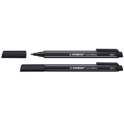 2 x Stabilo Fasermaler pointMax Filzstifte Permanentmarker 0,8 mm schwarz