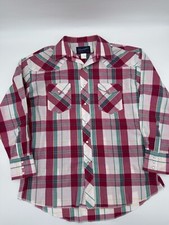 Vtg Wrangler X-Long Tails Long Sleeve Pearl Snap Western Shirt 17 x 34 Plaid