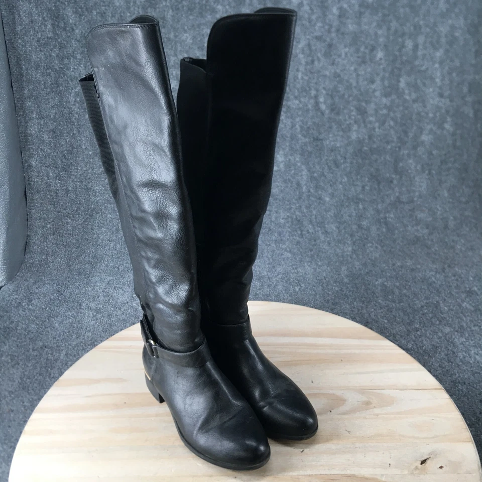 Call It Spring Boots Womens 7 Sterna Tall Knee High Riding Black Faux Leather - Image 3 of 4