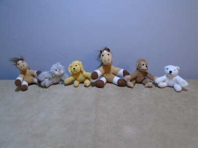 TOYSET OF 6 STICK TOGETHER MINIATURE 3  & SMALLER ANIMAL PLUSH UNBRANDED (MA747)