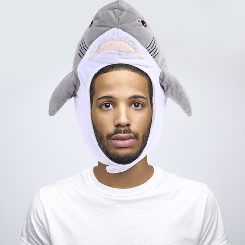 Pluszowy kapelusz rekina 3D czapka rekina pełne nakrycie głowy zwierzę przebranie cosplay rekwizyt fotograficzny - Zdjęcie 2 z 12