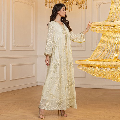 Maxi Vestido Musulmán Mujeres Abaya Manga Larga Islámico Cóctel Informal Caftán Ramadán - Imagen 5 de 12