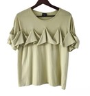 Bitte Kai Rand Chartreuse Ruffled Top Sweater Short Sleeves Lagenlook Women L
