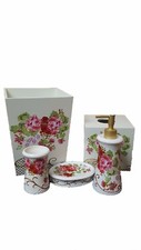 Sherry Kline Guinevere 5-piece Bath Accessory Set floral design.