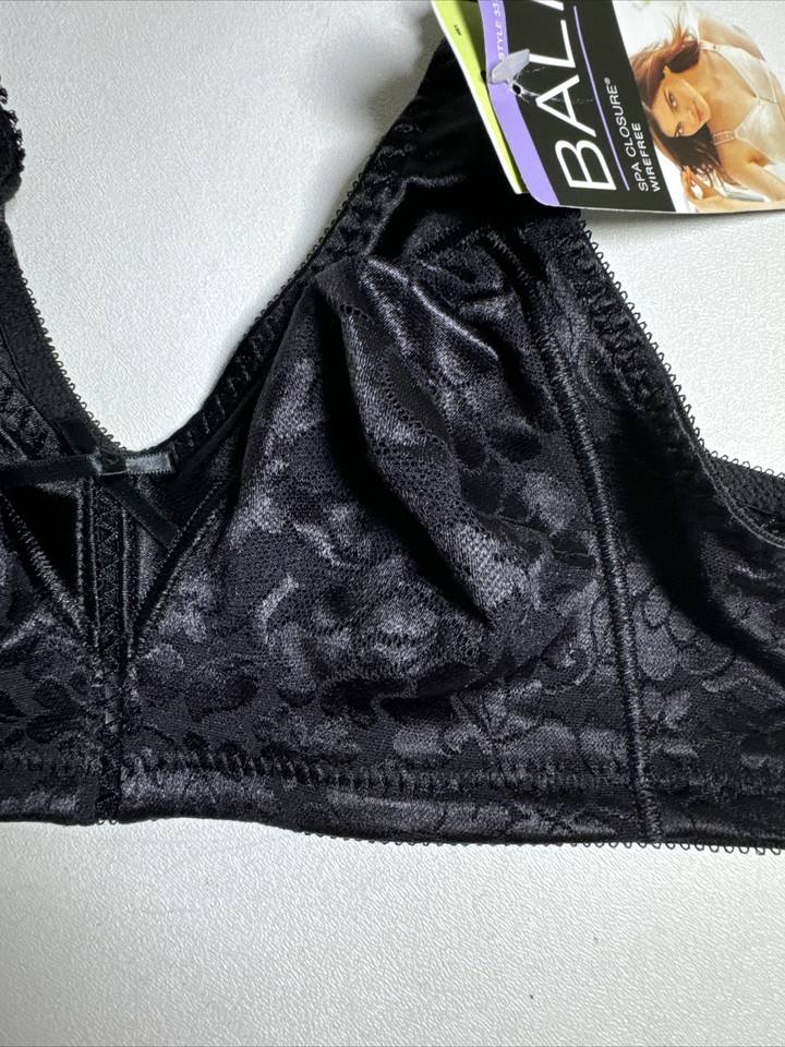 Bali Double Support Wireless Bra 34B Black Spa Closure NWT Style 3372 ...