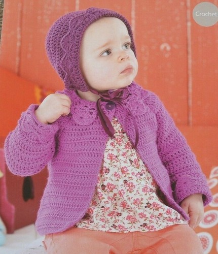 (BC14) Häkelanleitung - Baby/Kinder Jacke/Mantel & Mütze Alter Geburt-7 Jahre