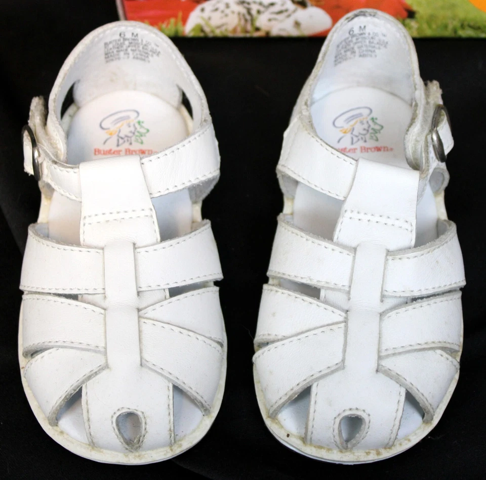 NUEVO '99 Buster Sandalias Marrón Blanco Abadía Talla 6 Niño Niña Verano Primavera Cuero Foto 3 de 4