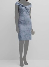 510 Rickie Freeman by Teri Jon Women's Blue Twisted Off-Shoulder Dress Size 12