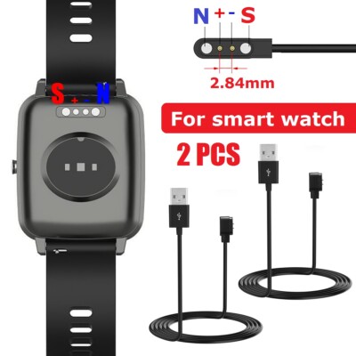 2PCS Universal Magnetic Charger 2-Pin 2.84mm USB Charging Cable For Smart Watch 