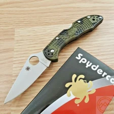 Spyderco Delica 4 Lightweight Folding Knife 3" VG10 Steel Blade Green FRN Handle