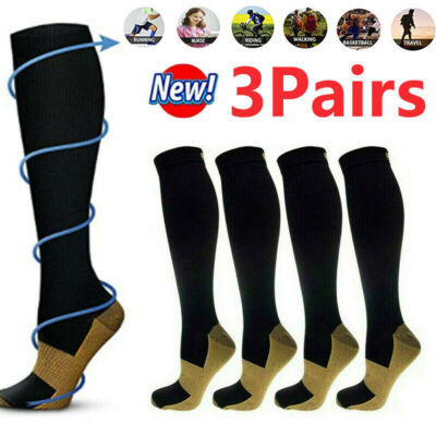 Copper Medical Compression Socks Zipper Leg Calf Ankle Support Men Women S-XXL