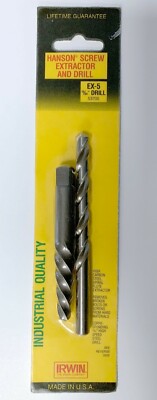 NEW IRWIN HANSON 53705 EX-5 #5 SCREW BOLT EXTRACTOR AND 19/64'' HSS DRILL BIT USA