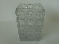Ornate Crystal Glass DeskTidy Holder or Mantlepiece Square Tower Vase -10cm high